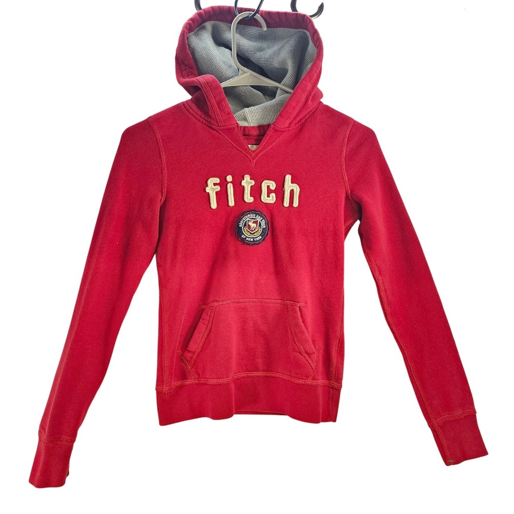 Abercrombie Kids Red Fitch Graphic‎ Hoodie Sweatshirt Size M
